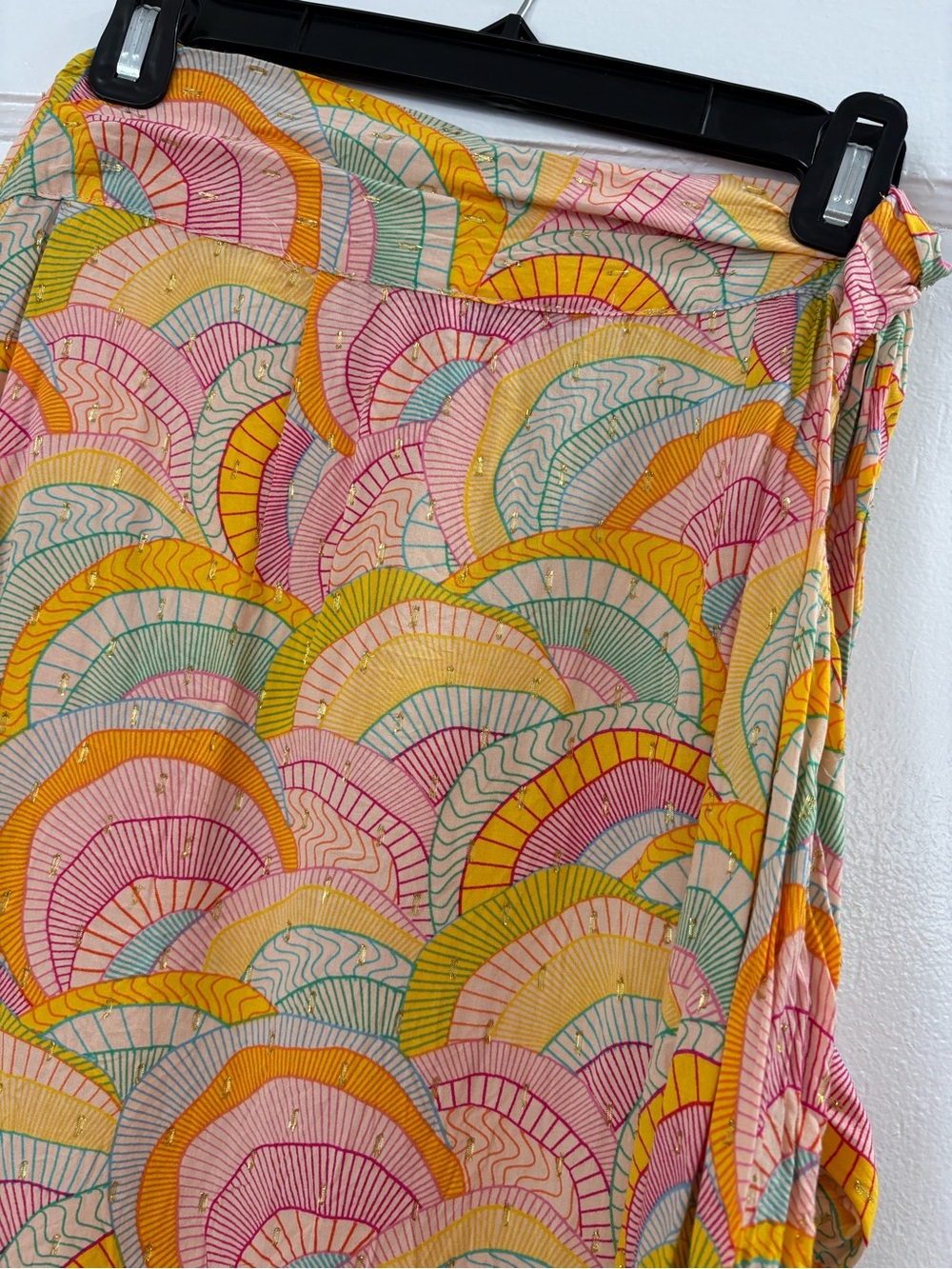 Never Fully Dressed Multicolor scallop Print Skirt — Pink, Yellow, Teal